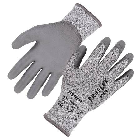 PROFLEX BY ERGODYNE ANSI A3 PU Coated CR Gloves, Gray, Size S 7030